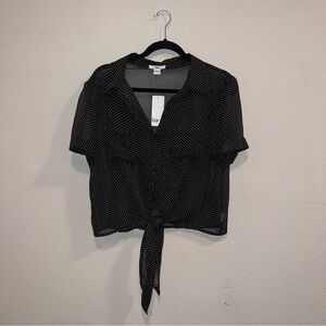 Bar III Black Polka Dot Women's Top